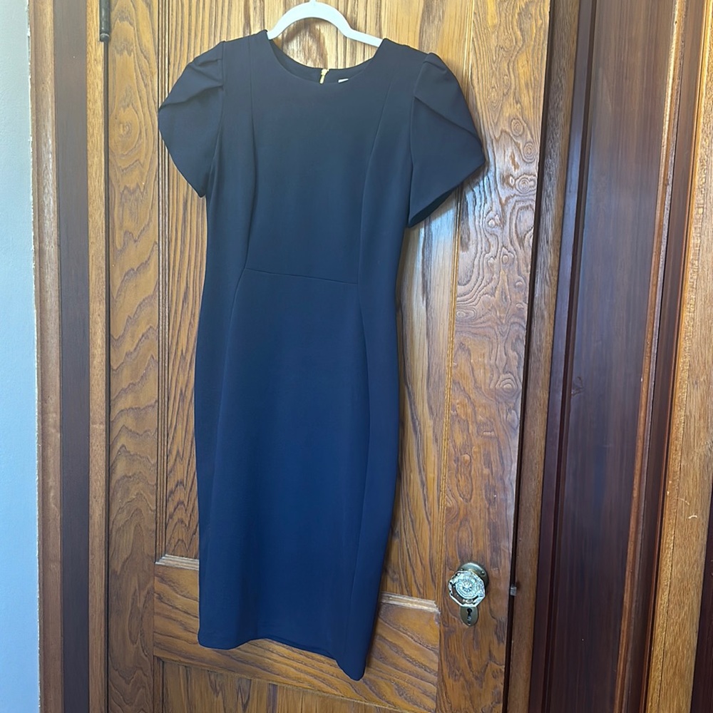 Navy Calvin Klein dress with gold zipper